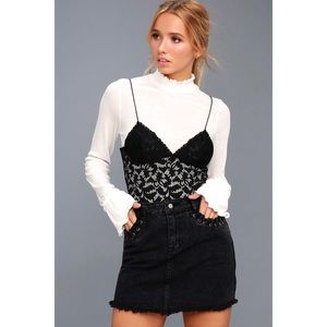 Lulu's Skirts - Sky Full Of Stars Black Denim Mini Skirt Lulu's Skirts - Sky Full Of Stars Black Denim Mini Skirt